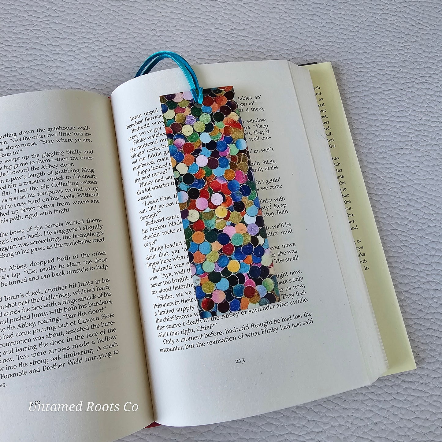 Colorful Confetti Leather Bookmark