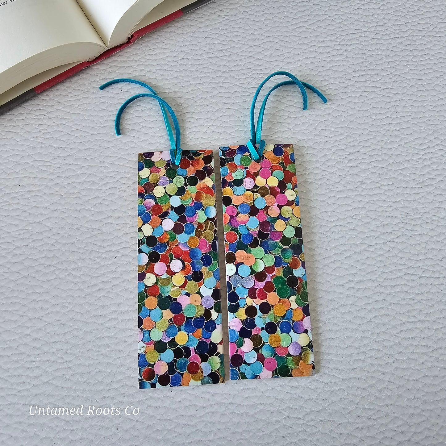 Colorful Confetti Leather Bookmark