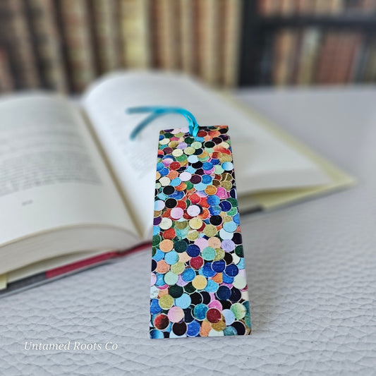 Colorful Confetti Leather Bookmark