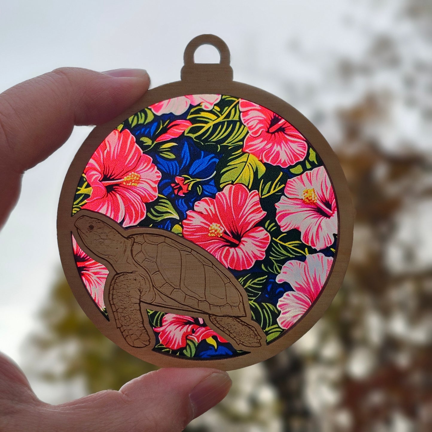 Sea Turtle- Tropical Flowers