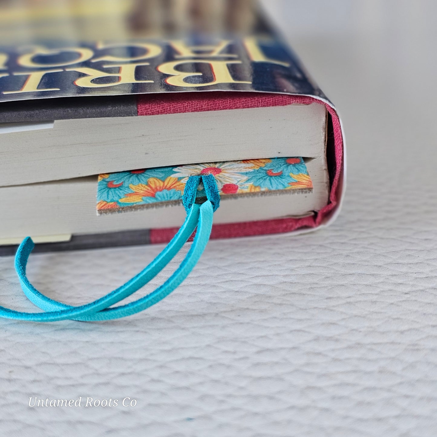 Colorful Daisies Leather Bookmark