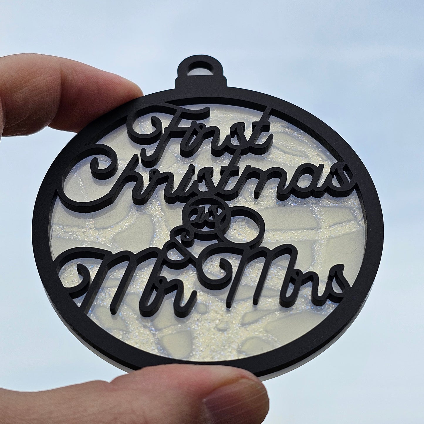 First Christmas Married- White Crackle