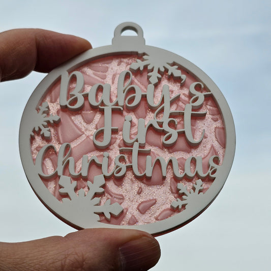 Baby's First Christmas- Pink Crackle