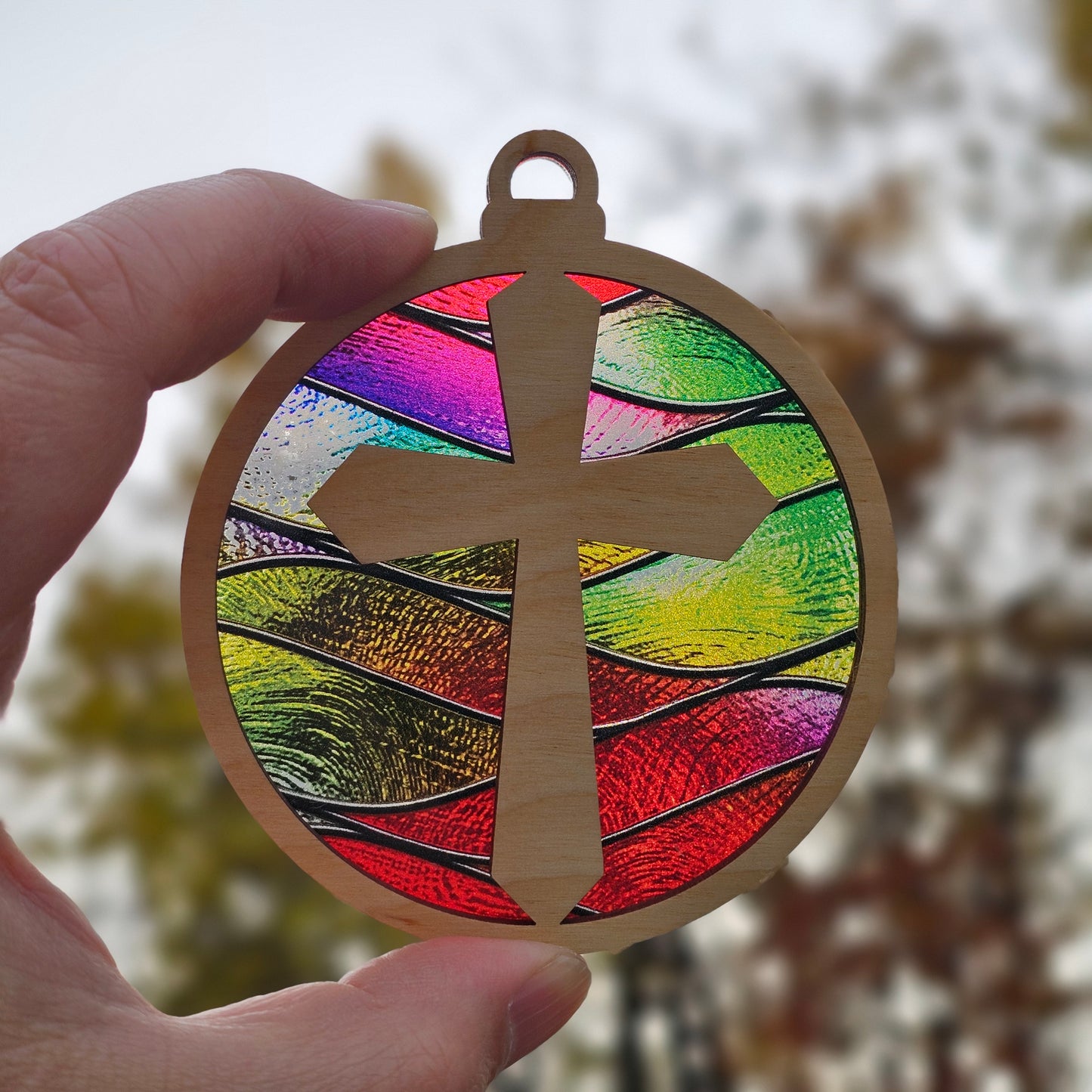 Cross- Wavy Stained Glass