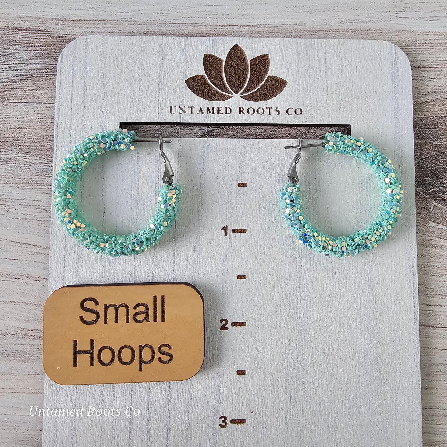 Seafoam Green Glitter Hoops