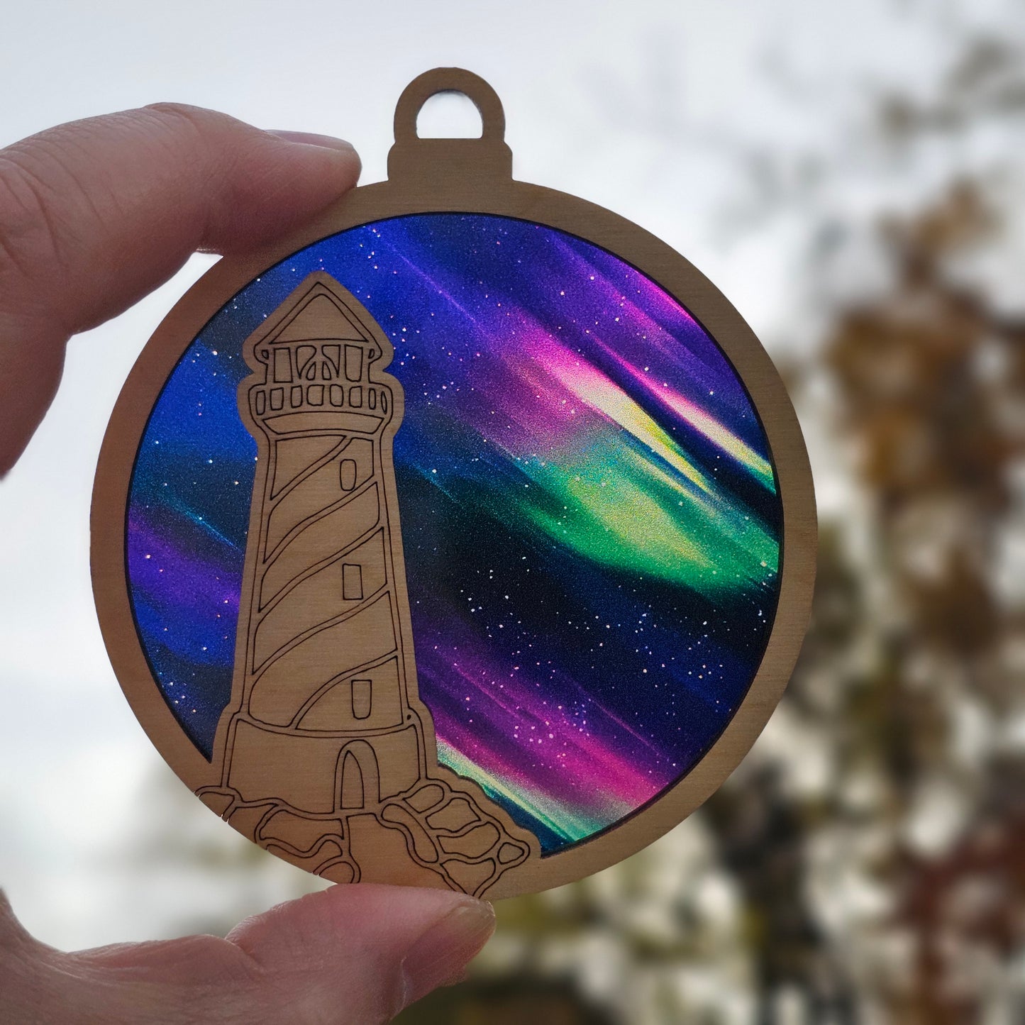 Lighthouse- Green Northern Lights