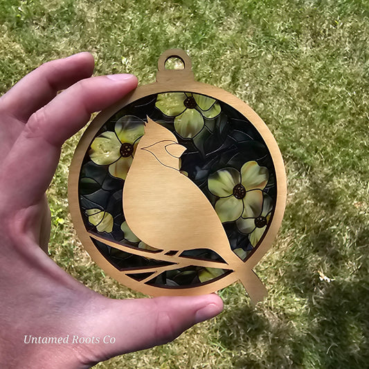 Cardinal Ornament - Translucent Dogwood Tree