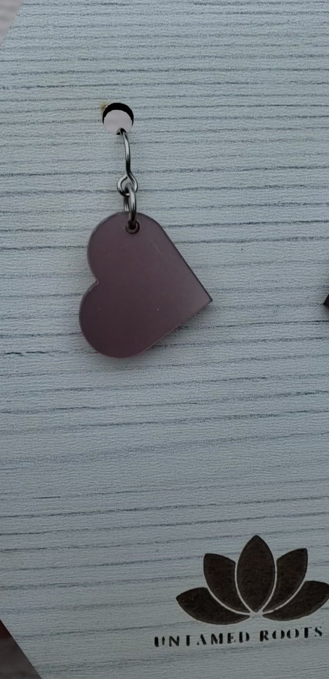 Pink Metallic Heart Shaped Dangle Earrings with Stainless Steel Hooks