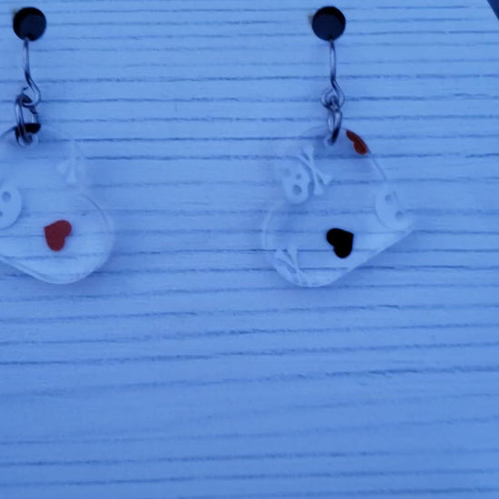 Small Skull Print Dangle Earrings