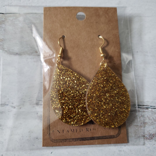 Large Teardrop Gold Glitter