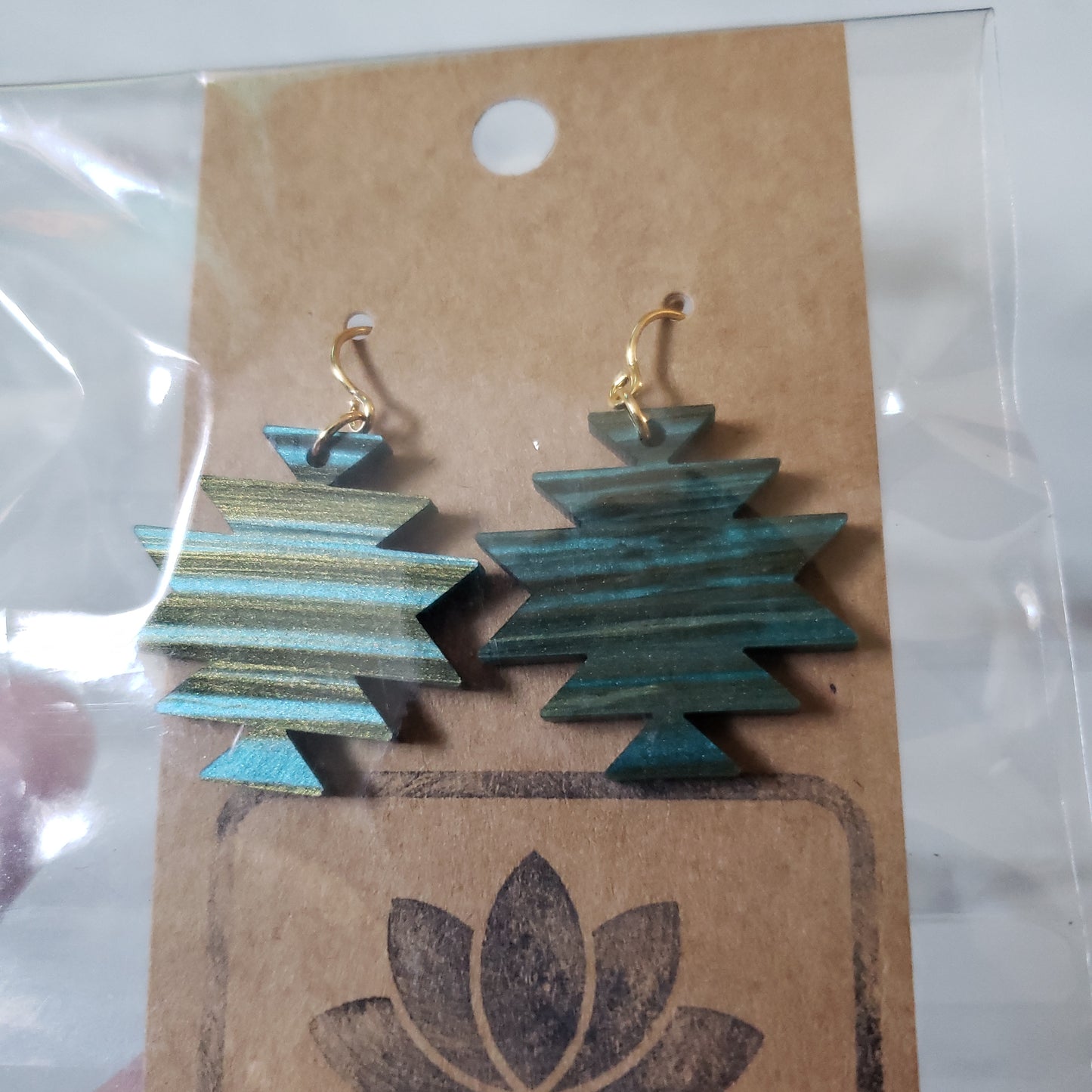 Small Brushed Teal Southwestern Earrings