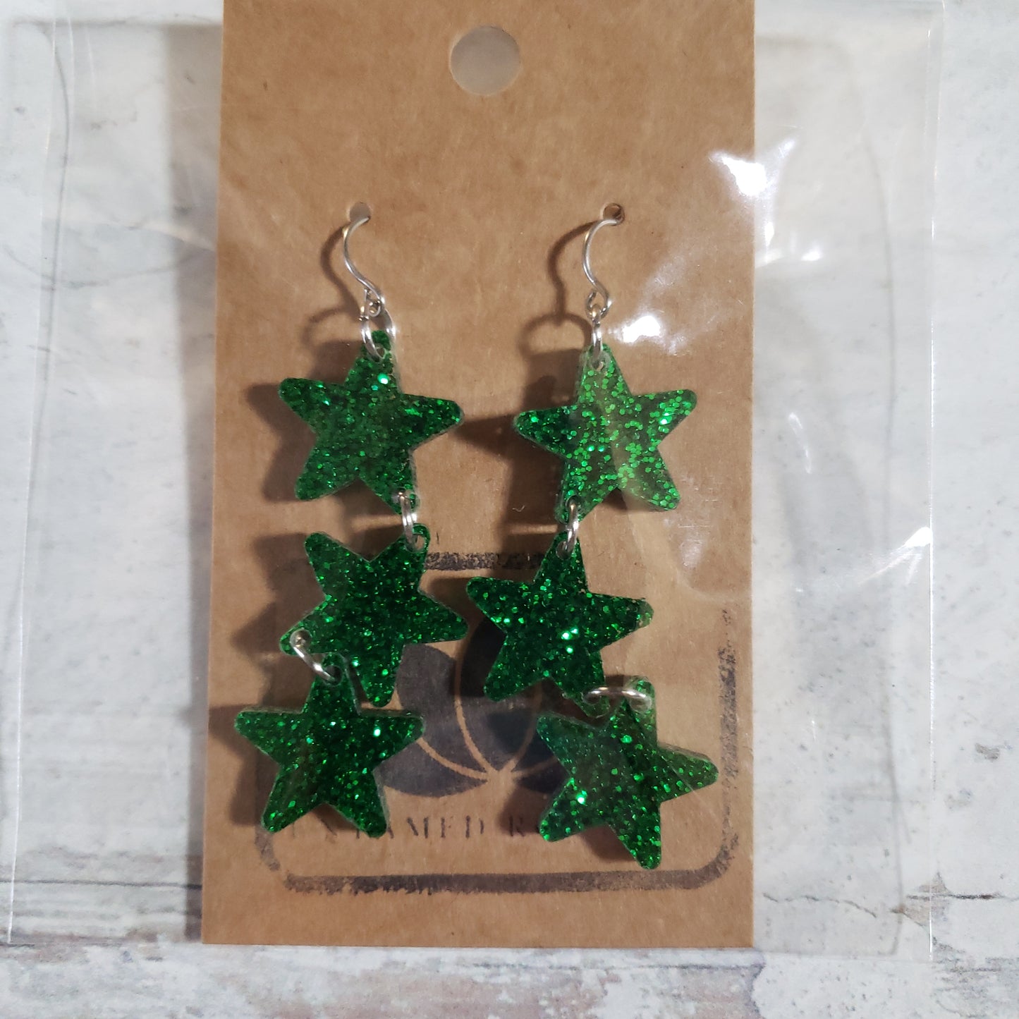 Green Glitter Triple Stars
