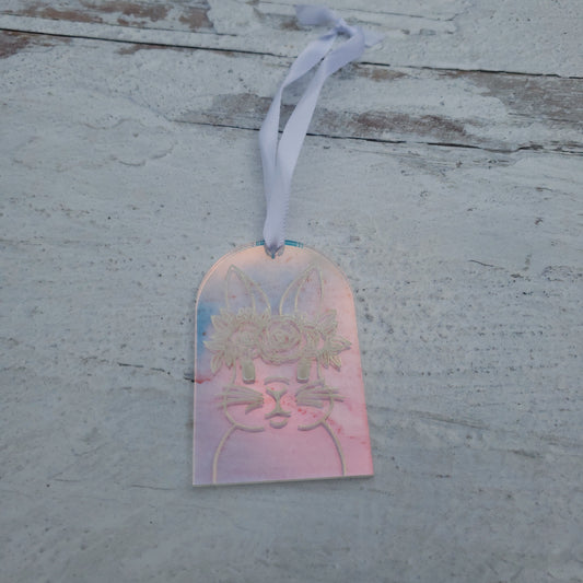 Bunny Floral Suncatcher/Basket Tag