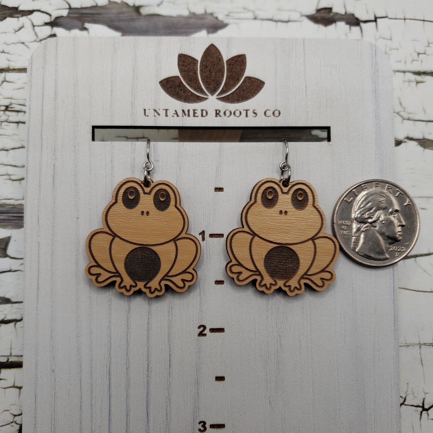 Wooden Frog Dangle Earrings