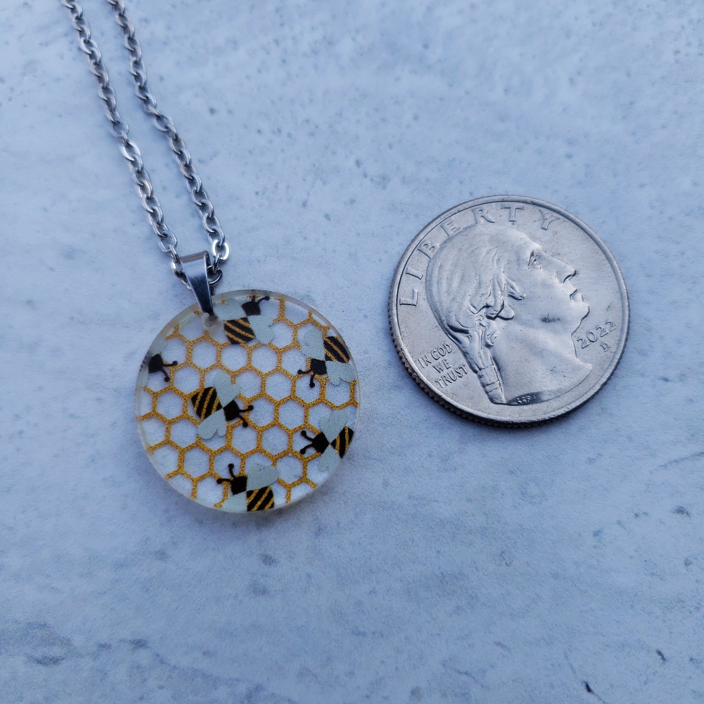 Large Circle Bee Necklace