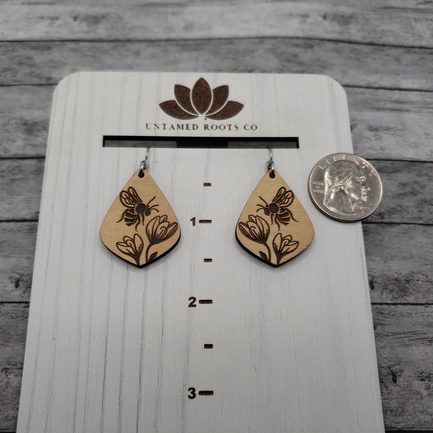 Wooden Bee Crocus Earrings