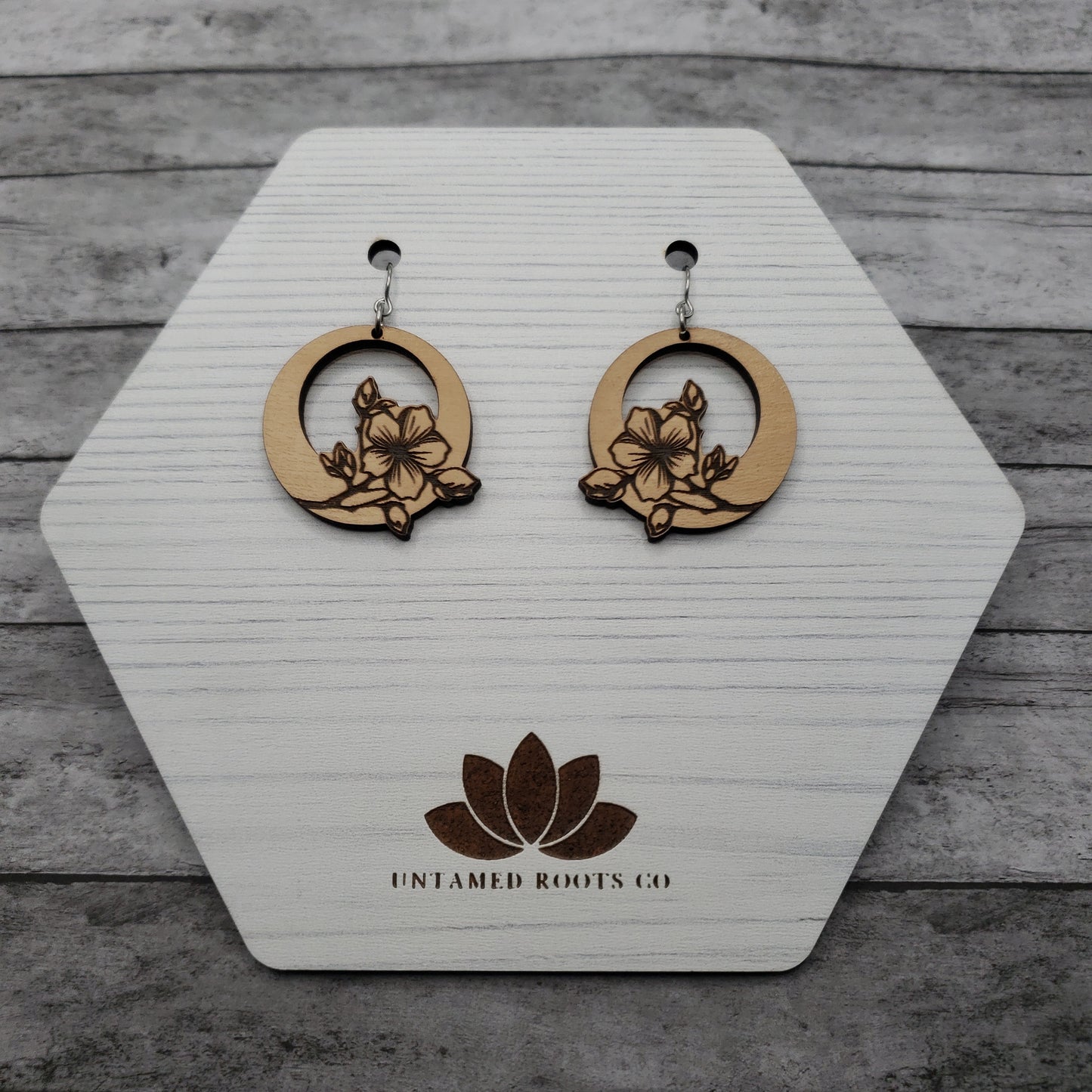 Wooden Cherry Blossom Earrings