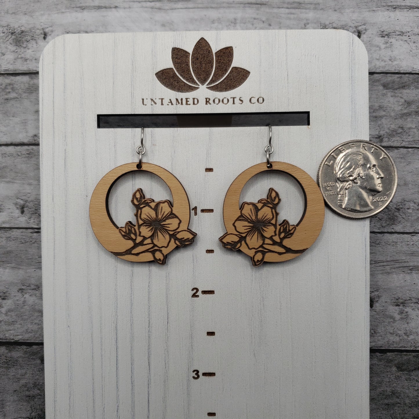 Wooden Cherry Blossom Earrings