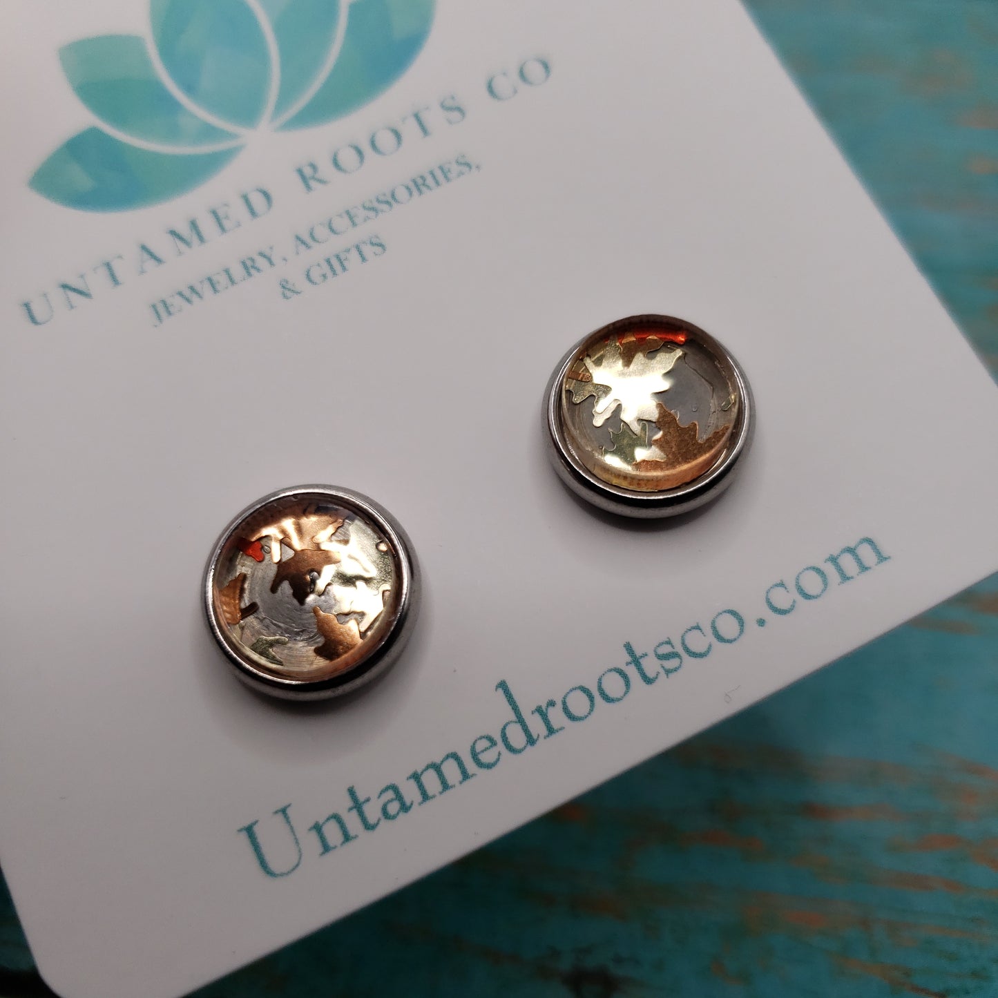 Golden Falling Leaf Stud Earrings