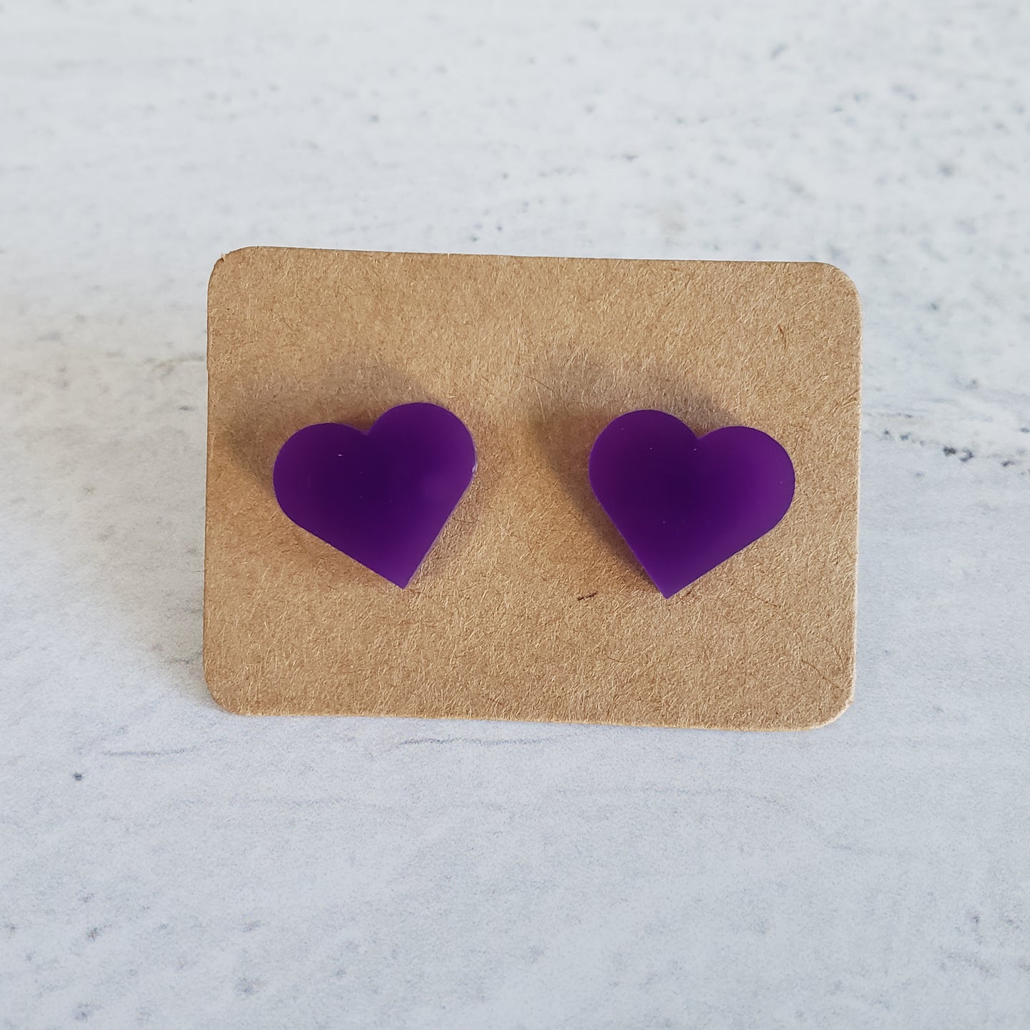 Gloss purple heart shaped stud earrings