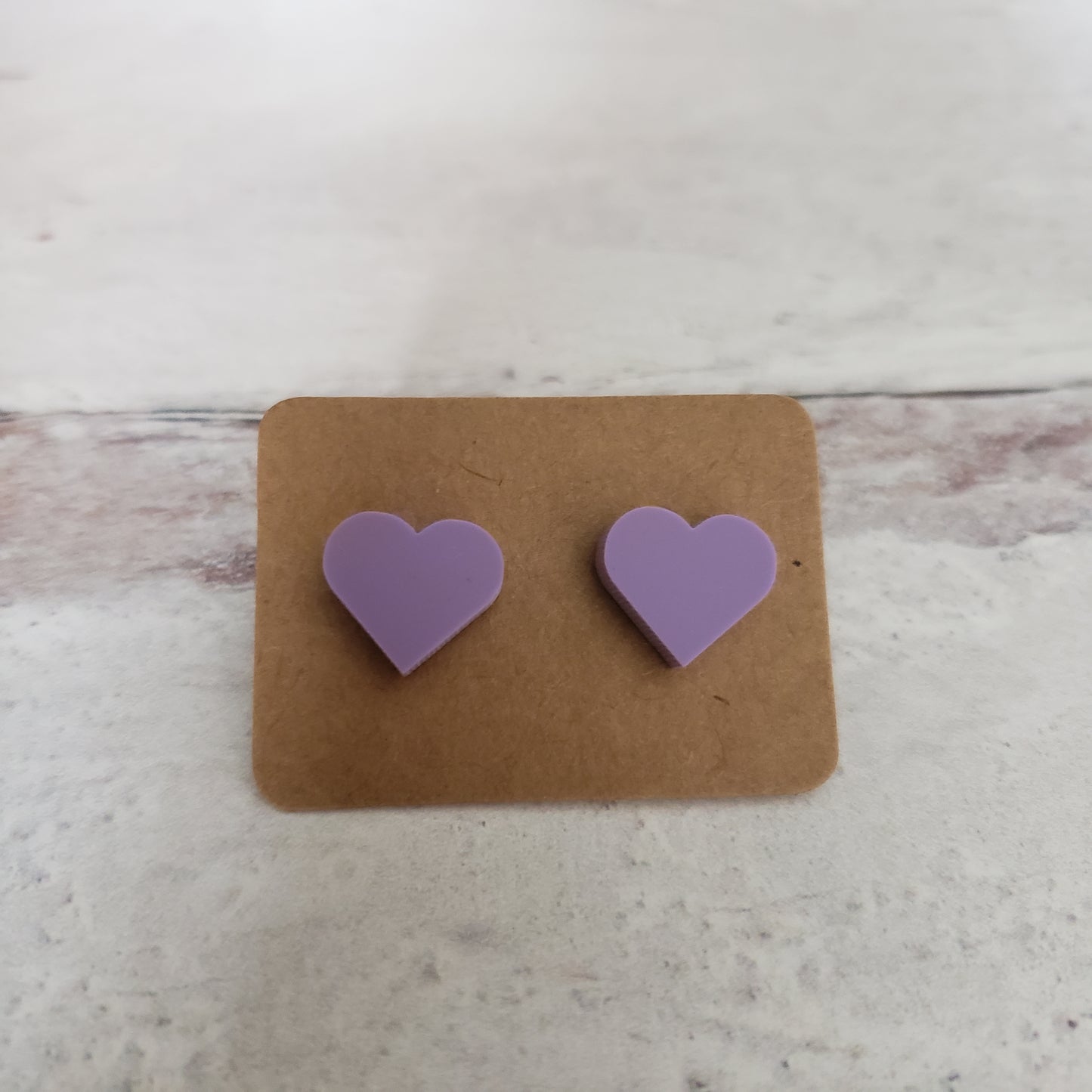 matte pastel purple heart shaped stud earrings