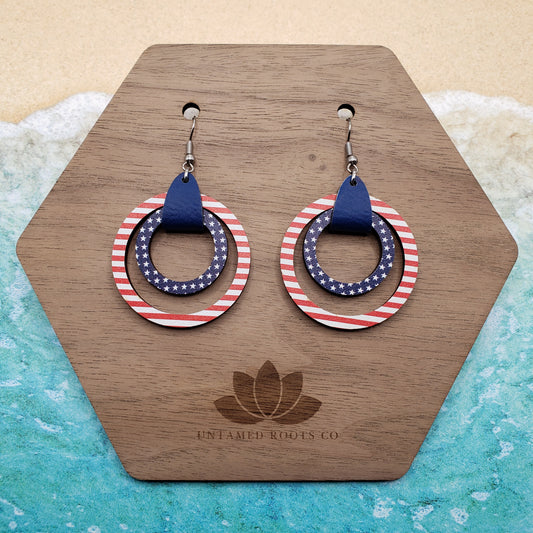 Stars and Stripes Circle Earrings