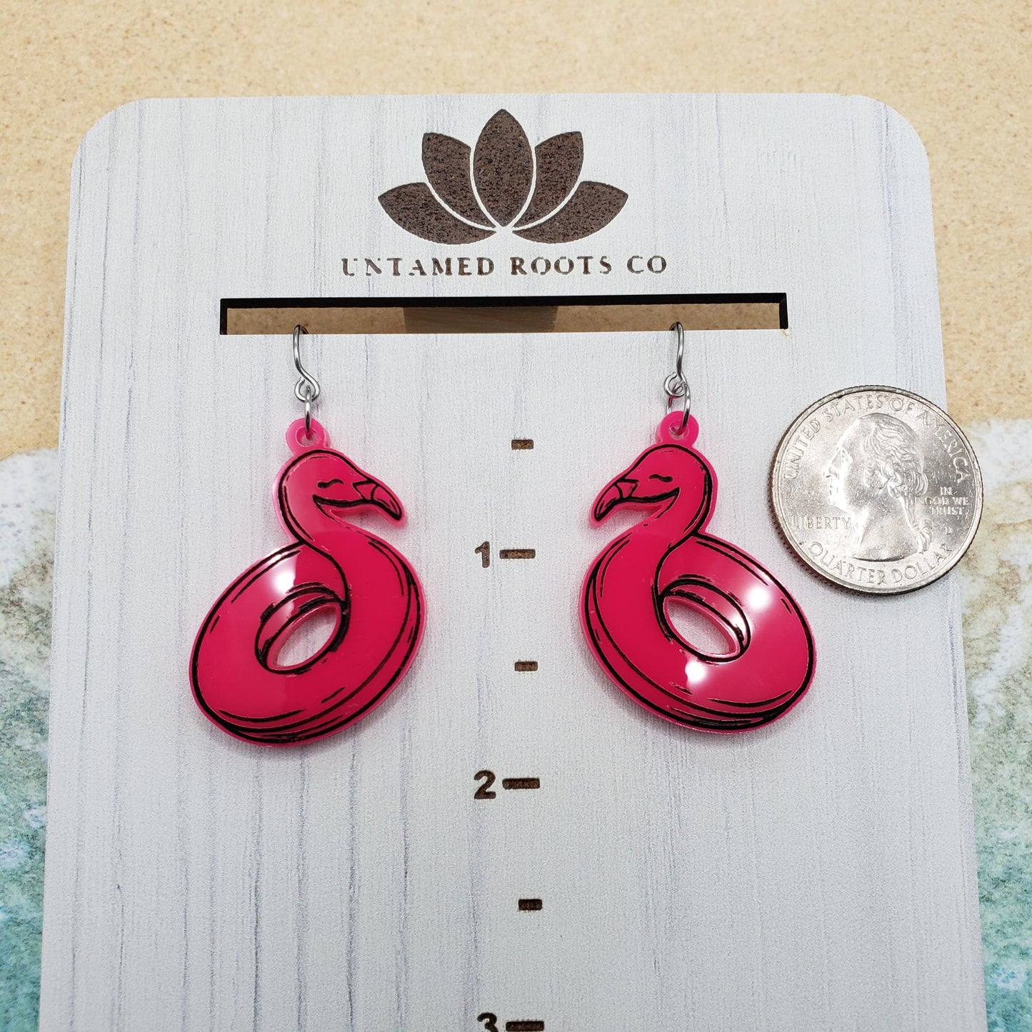 Flamingo Pool Float Dangle Earrings