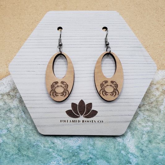 Wooden Crab Dangle Earrings