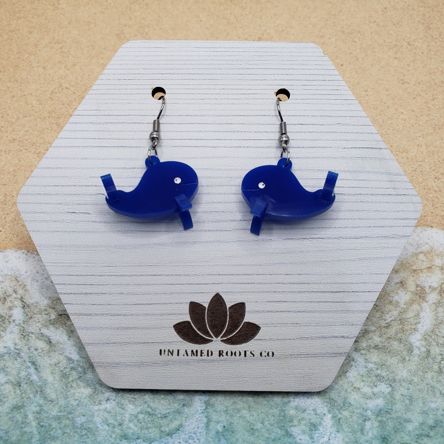 3-D Whale Dangle Earrings