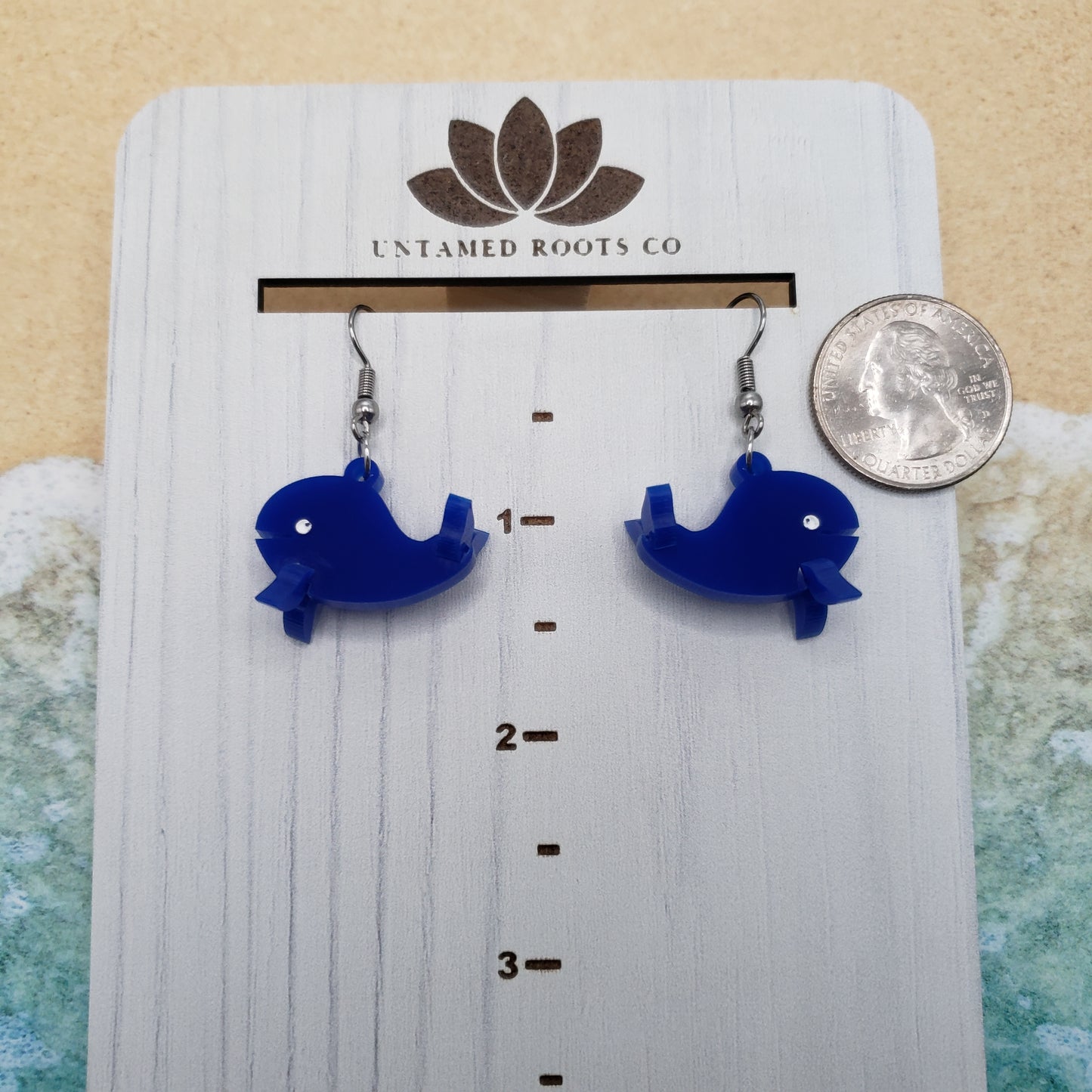 3-D Whale Dangle Earrings