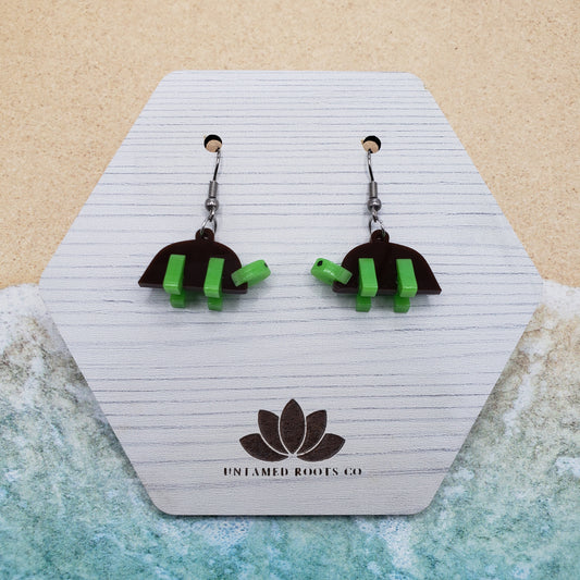 3-D Turtle Dangle Earrings