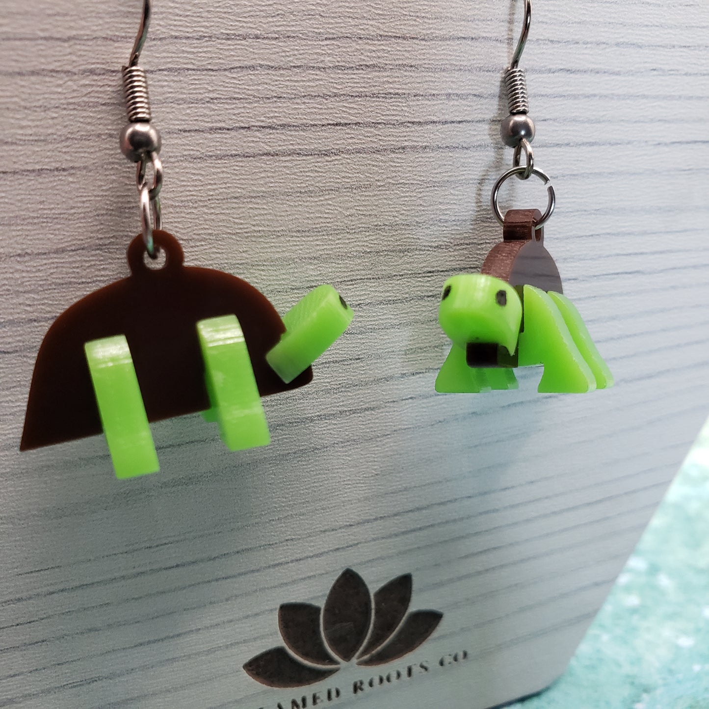 3-D Turtle Dangle Earrings