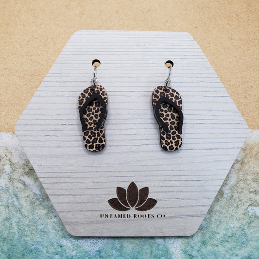 Leopard Print Flip Flop Earrings