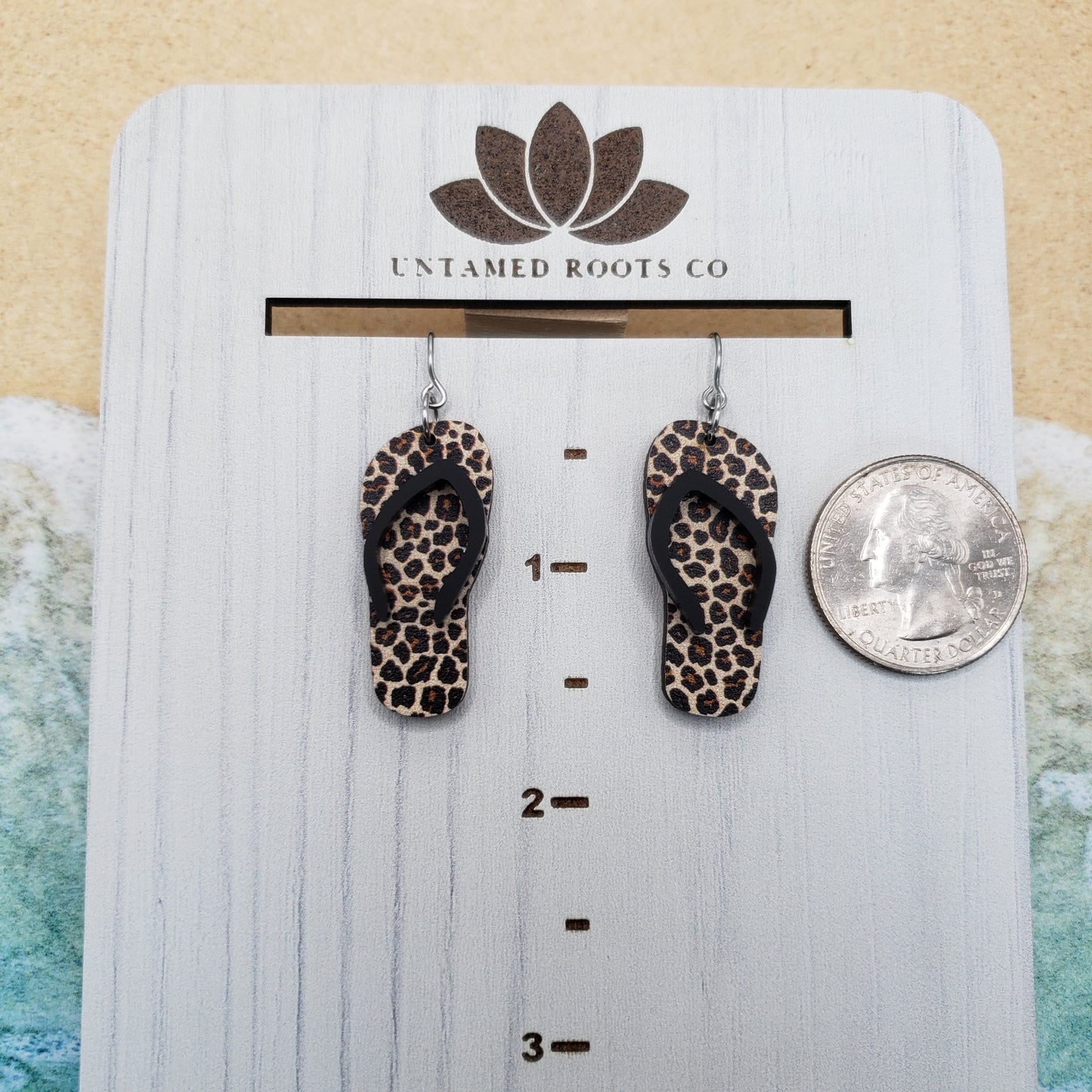 Leopard Print Flip Flop Earrings