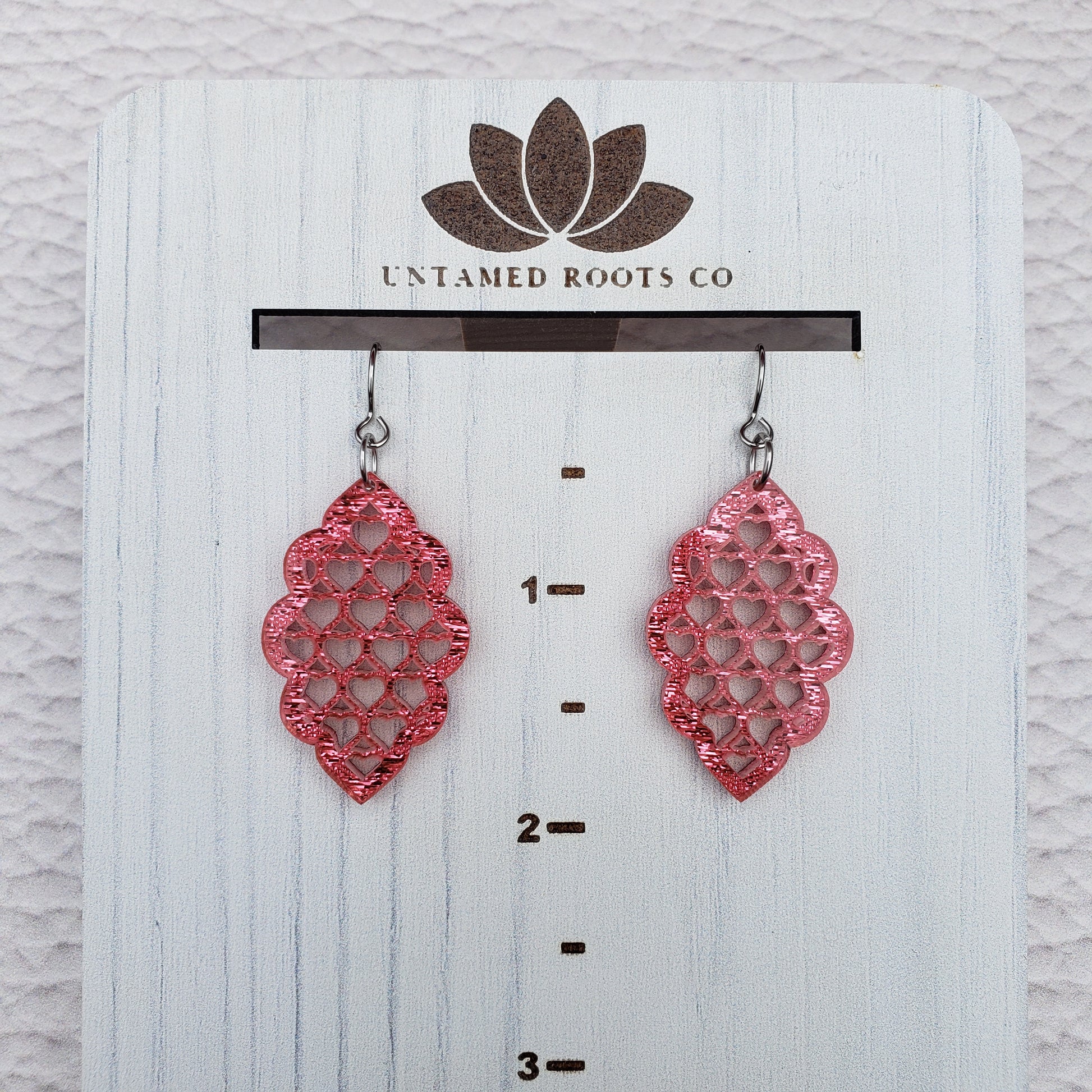 Pink Shimmer lattice style dangle earrings