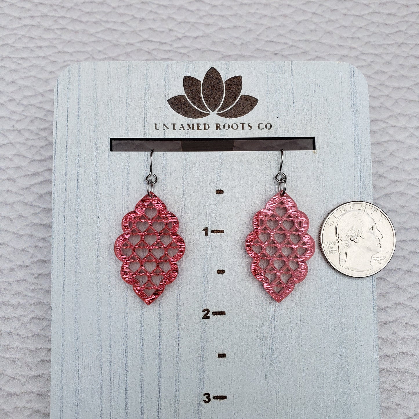 Pink Shimmer lattice style dangle earrings