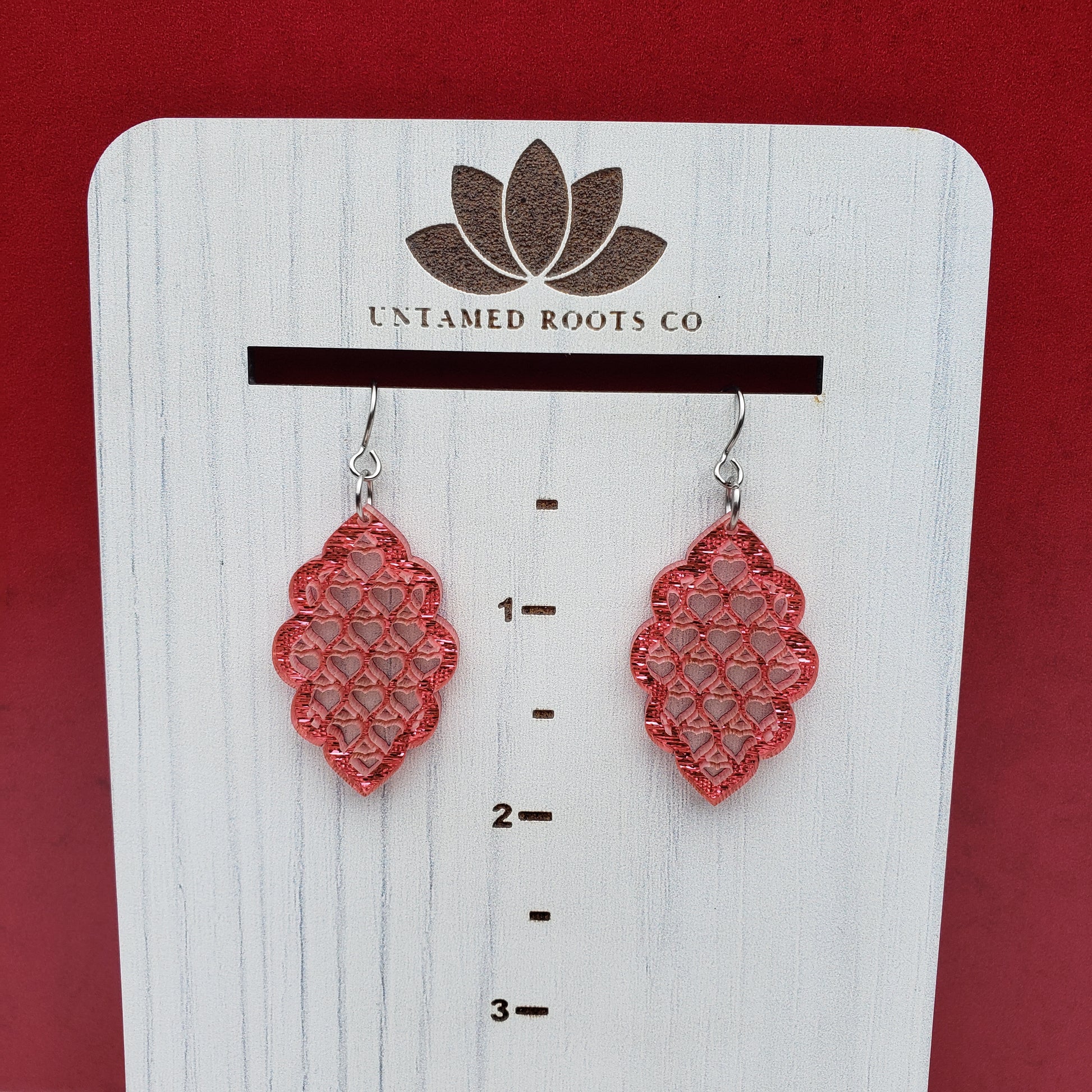 Pink Shimmer lattice style dangle earrings