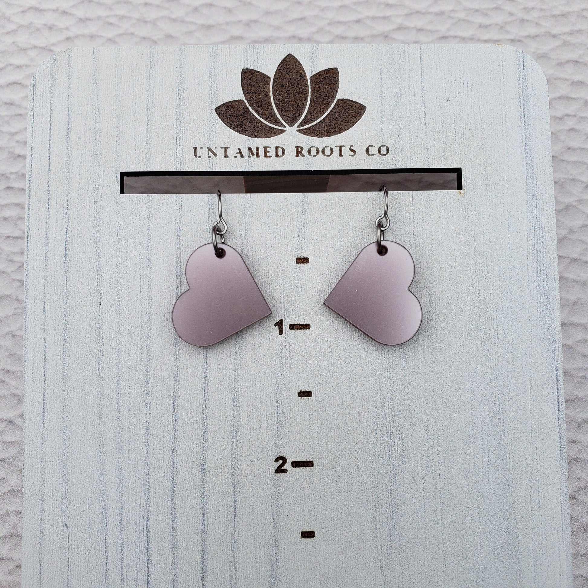 Pink Metallic Heart Shaped Dangle Earrings with Stainless Steel Hooks