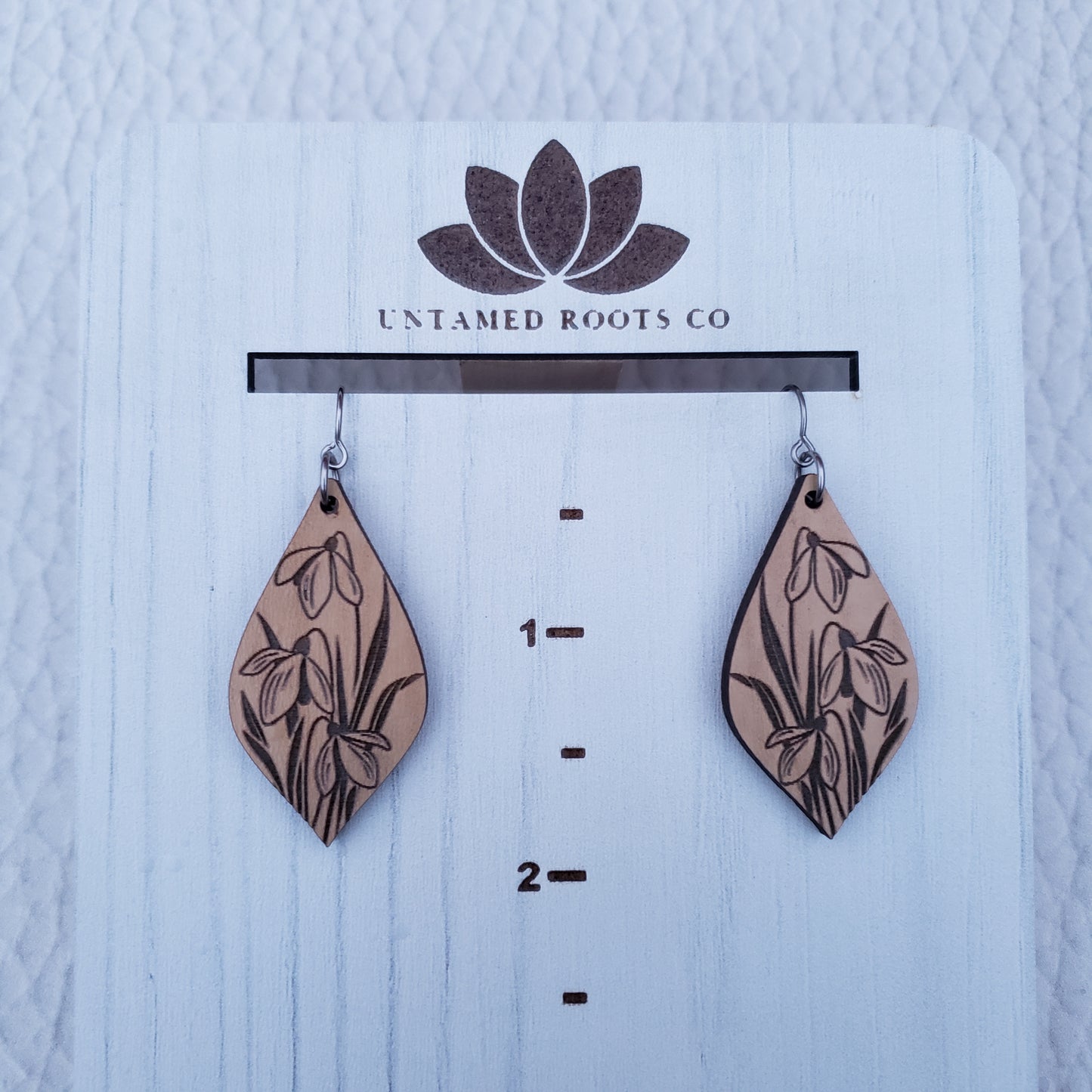 Wooden Snowdrop dangle earrings