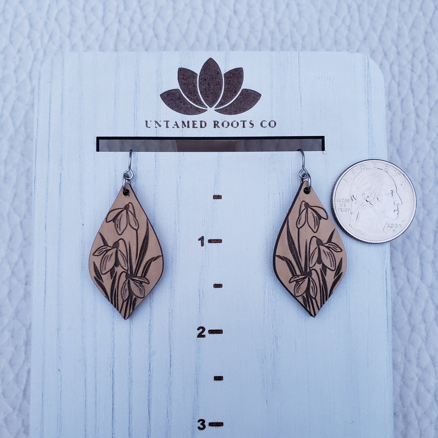 Wooden Snowdrop dangle earrings