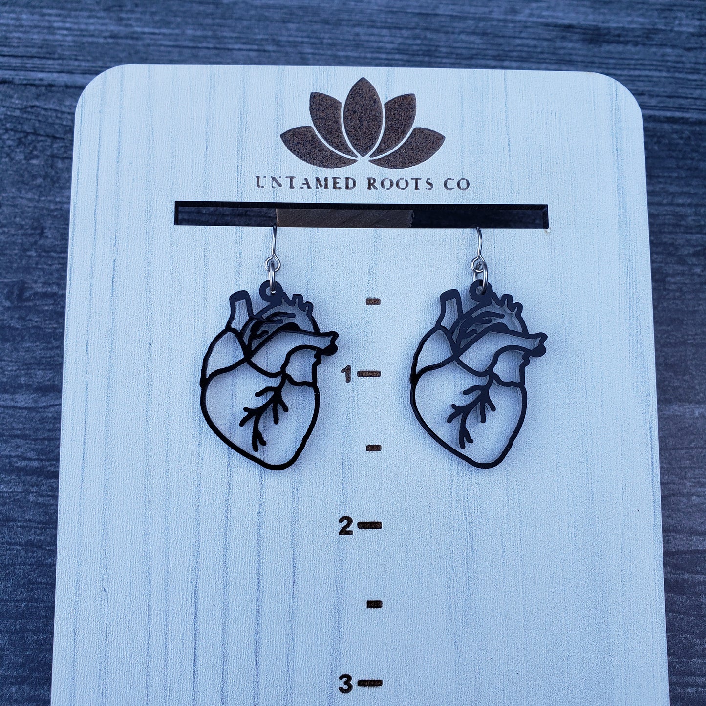Black Anatomical Heart Earrings