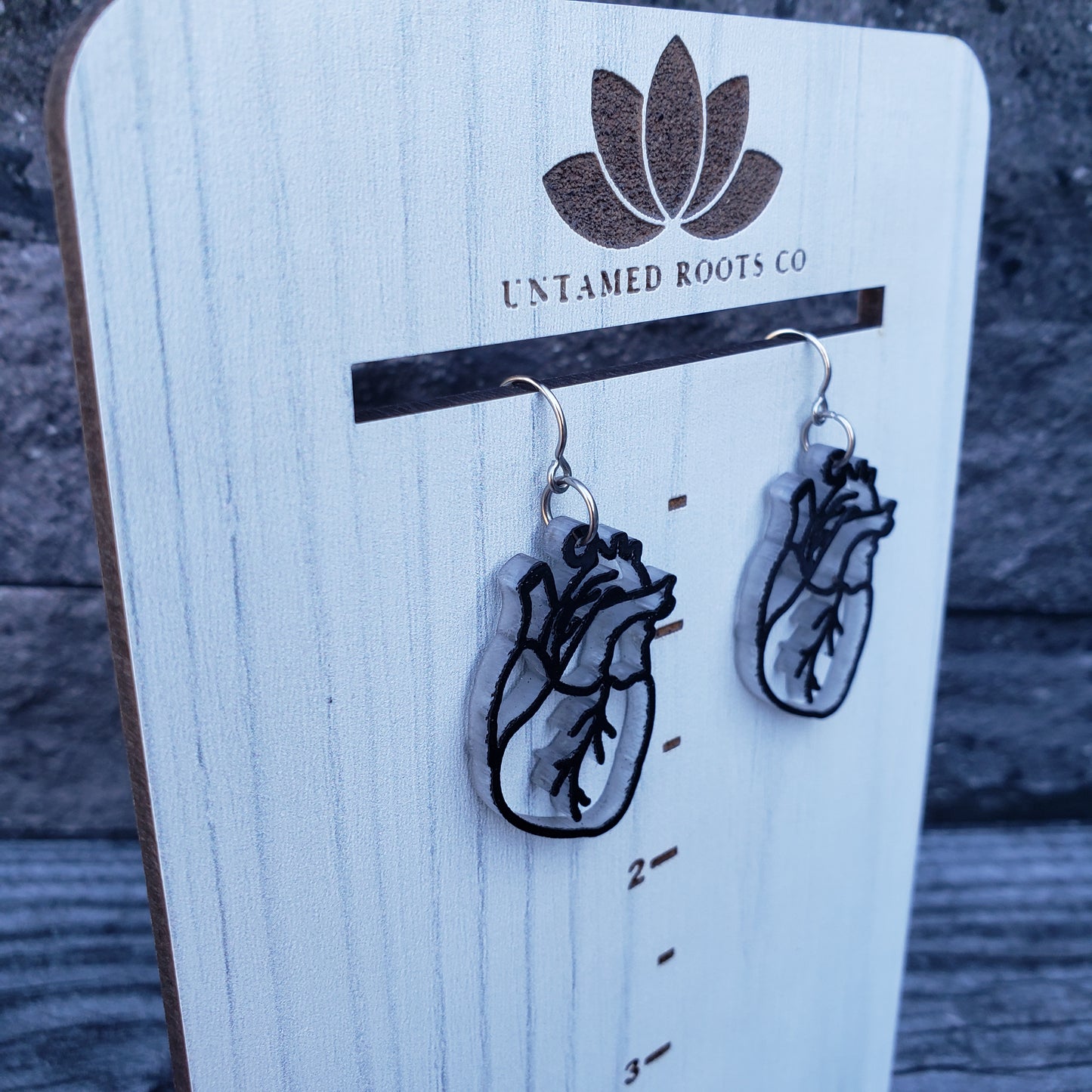 Black Anatomical Heart Earrings