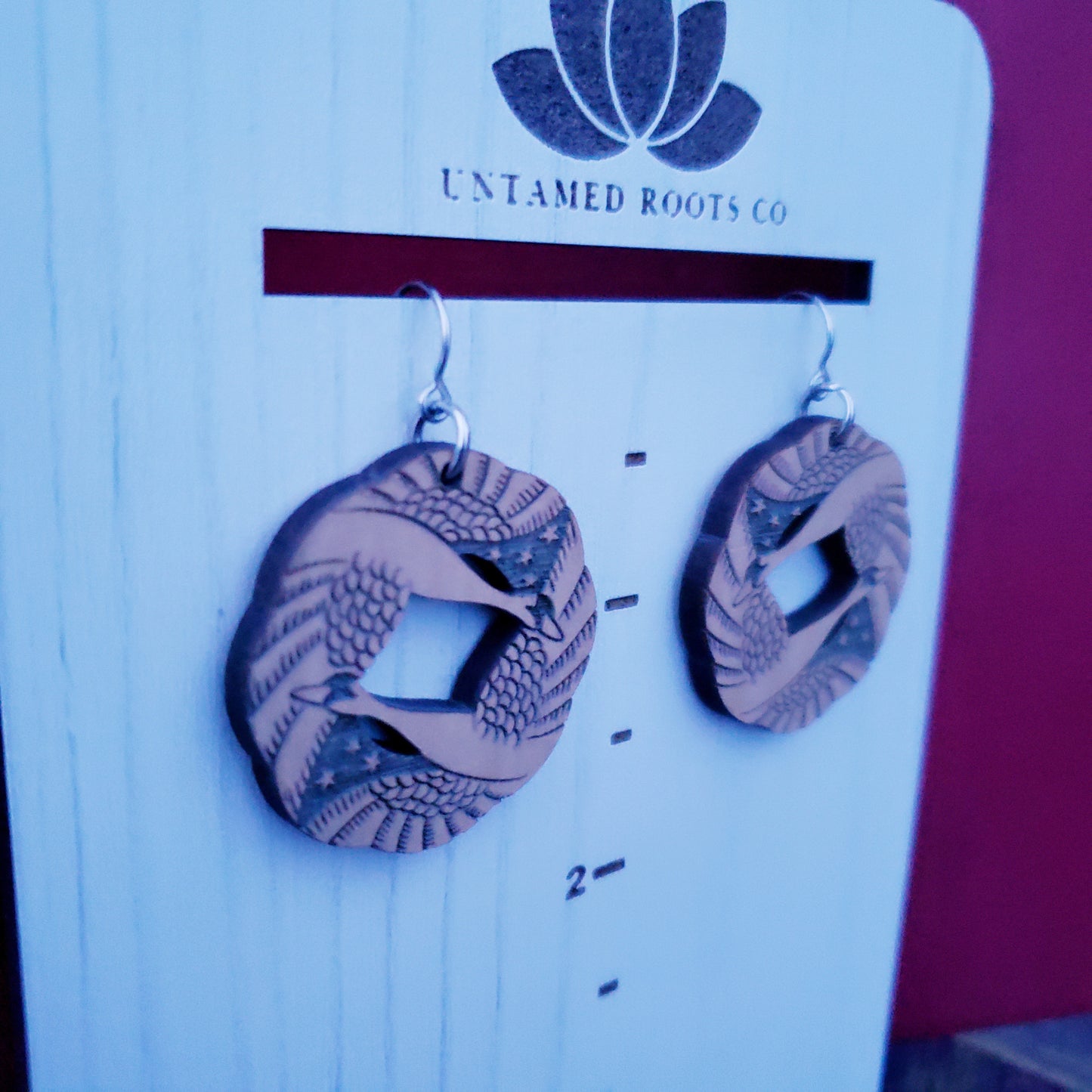Wooden Swan Dangle Earrings