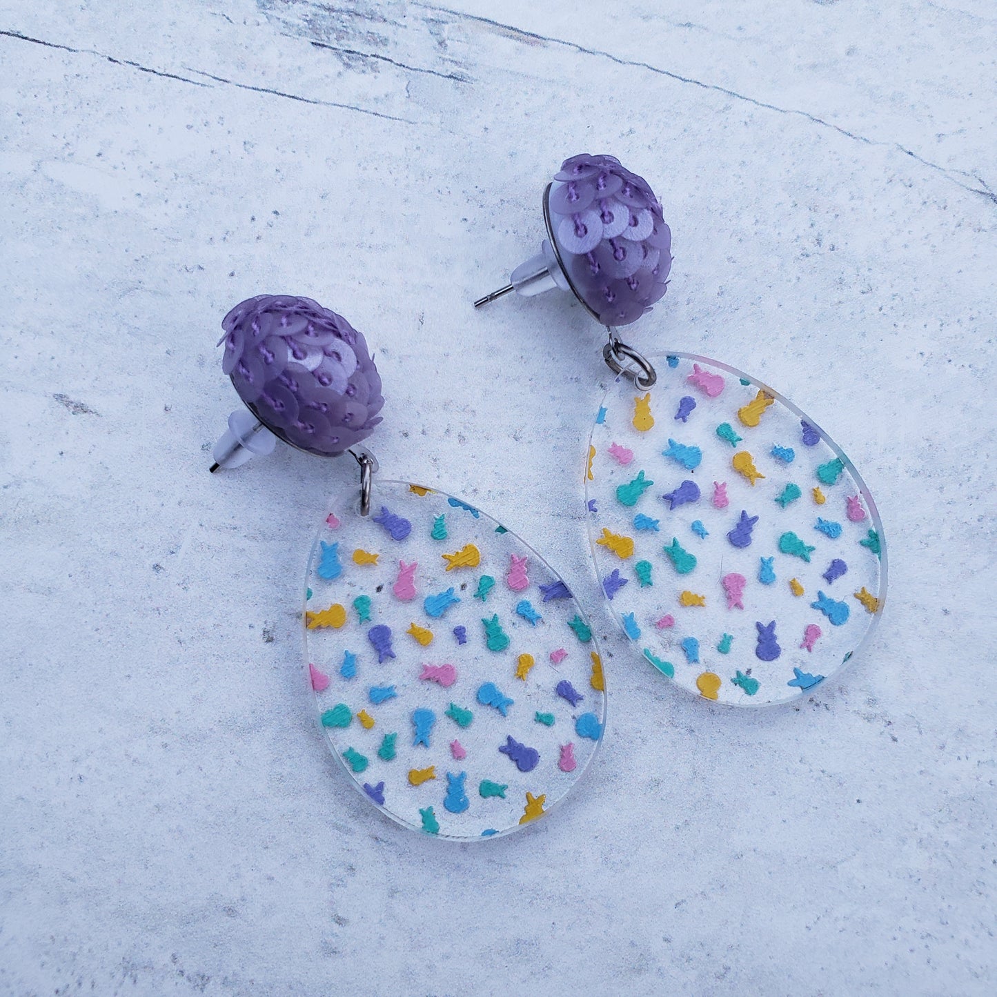 Easter Egg Marshmallow Bunny Confetti Earrings (2 Styles)