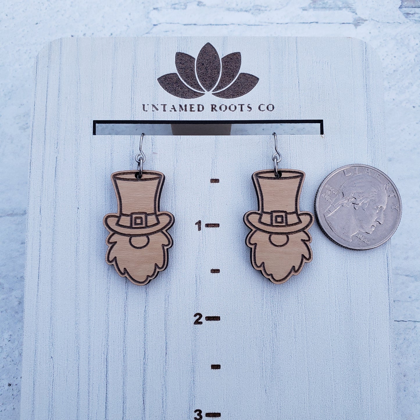 Wooden Leprechaun Gnome Dangle Earrings