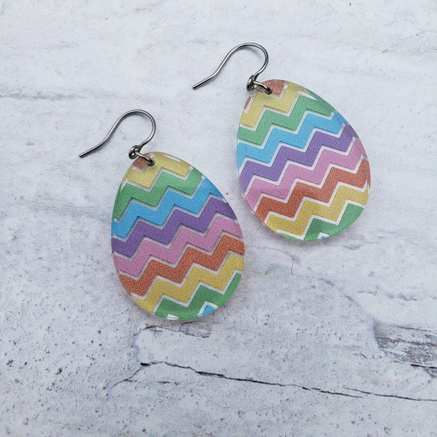 Chevron Stripe Easter Egg Earrings