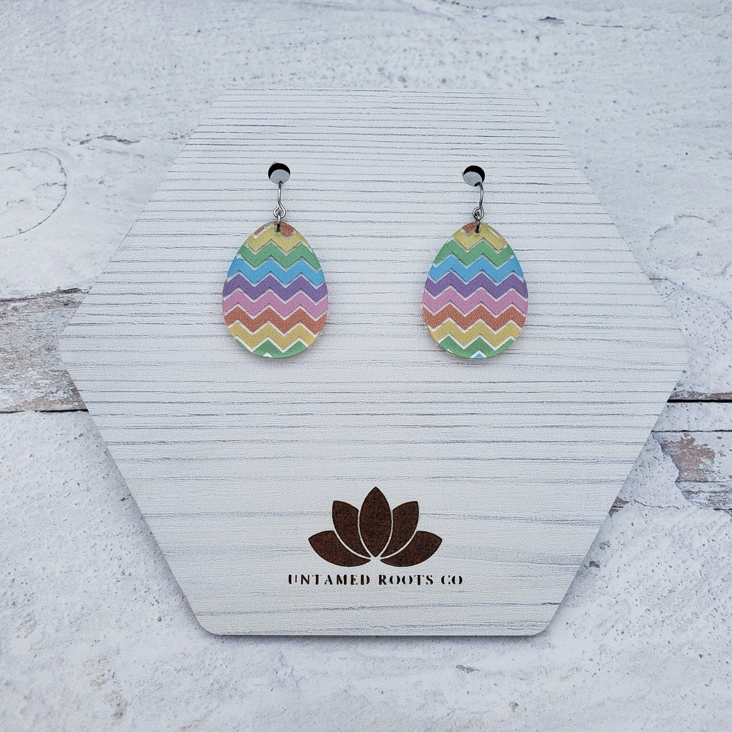 Chevron Stripe Easter Egg Earrings