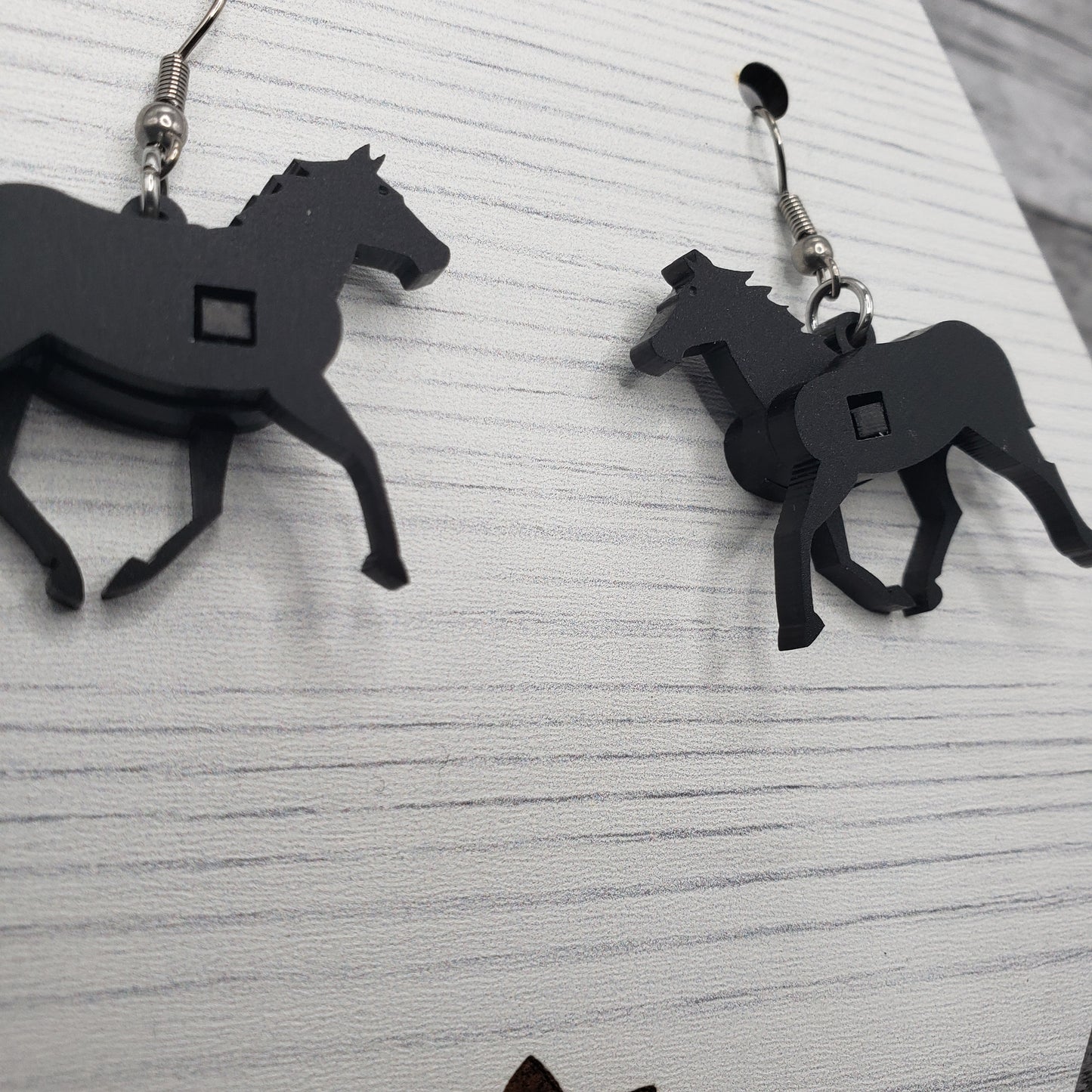 3-D Horse Dangle Earrings