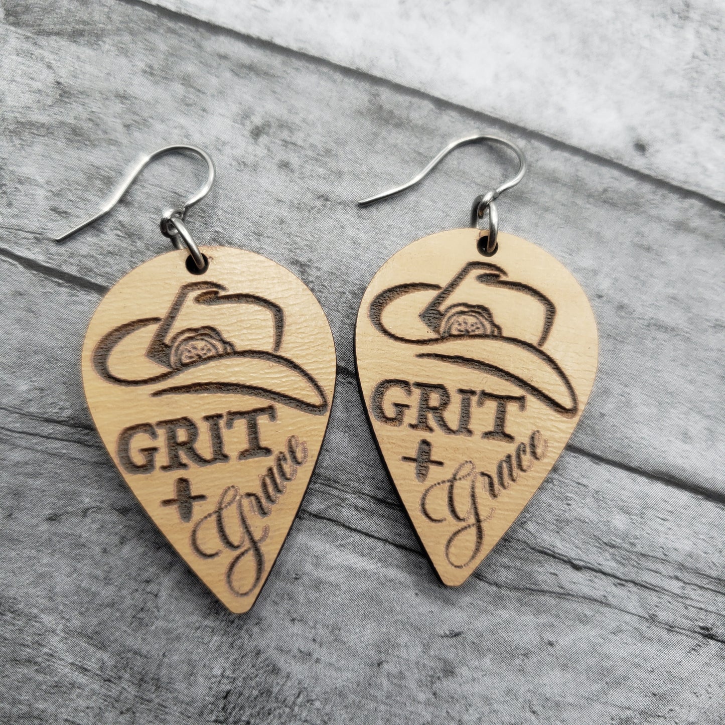 Wooden Grit & Grace Cowgirl Earrings