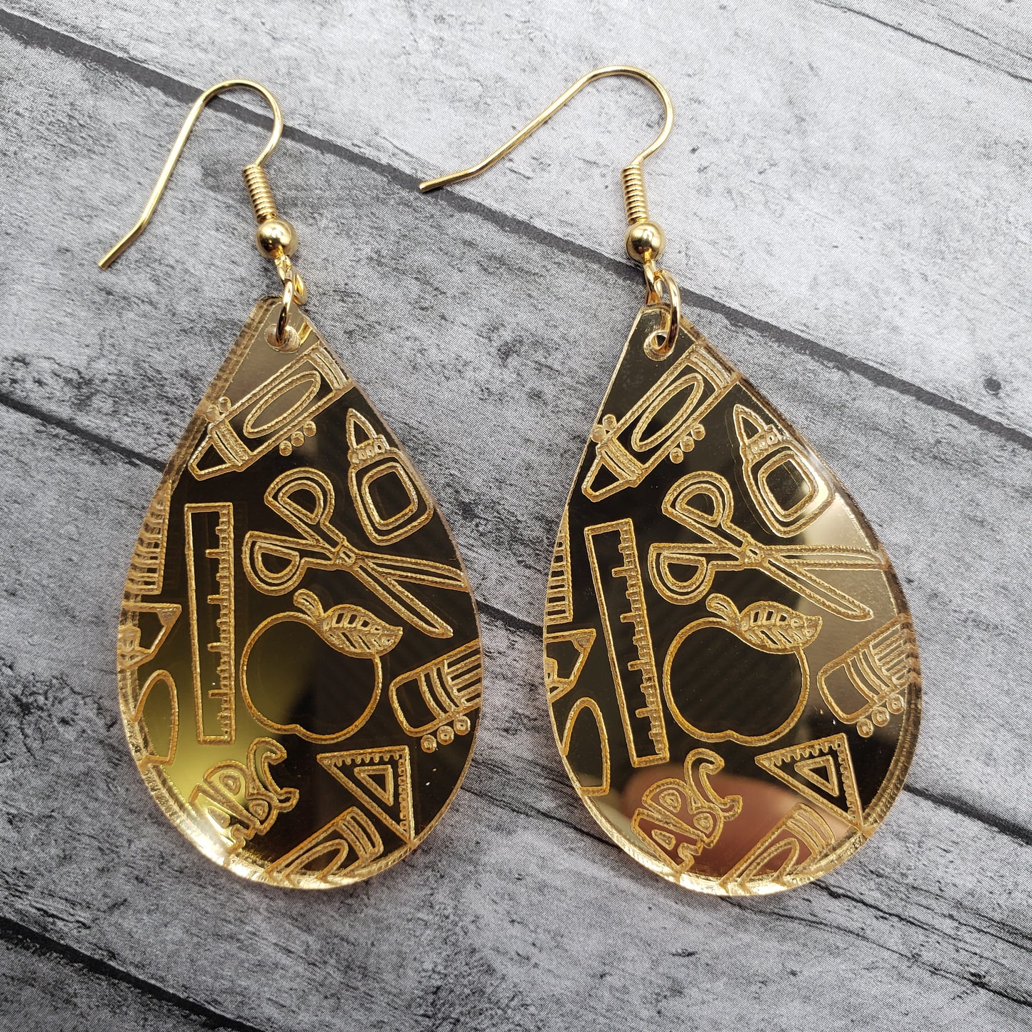 Gold Mirror Teacher Earrings